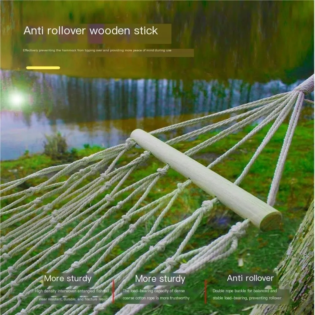 Hammock Double Hammock Outdoor Swing Hanging Chair Dormitory Bedroom Anti-Rollover Sling Swing Bed Sleeping Net Swing Hammock Outdoor(A)