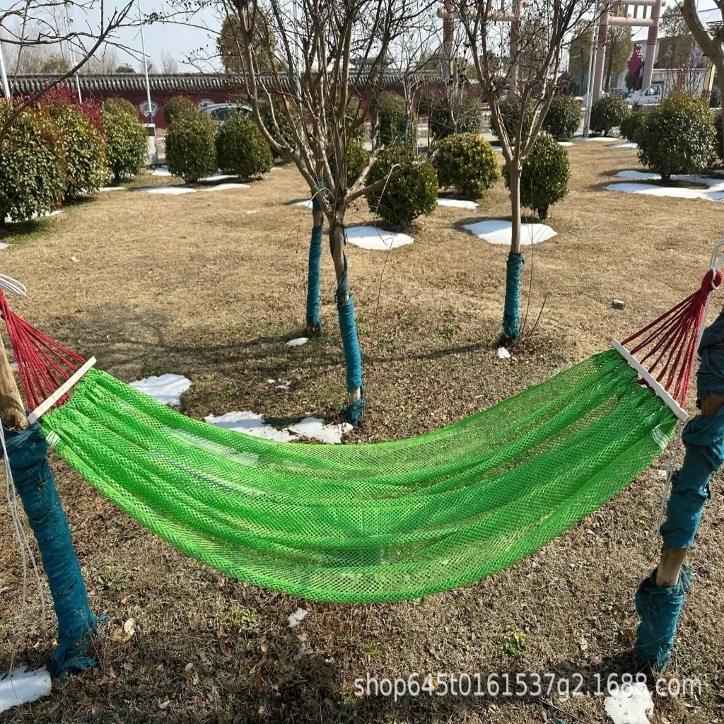 Hammock Double Ice Silk Hammock Outdoor Thickened Fine Mesh Single and Double Anti-Rollover Hanging Chair Camping Courtyard Hammock Outdoor(Purple,A)