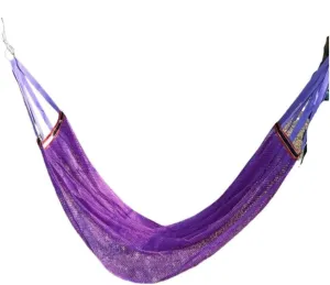 Hammock Double Ice Silk Hammock Outdoor Thickened Fine Mesh Single and Double Anti-Rollover Hanging Chair Camping Courtyard Hammock Outdoor(Purple,A)
