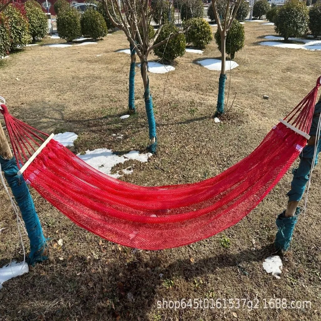 Hammock Double Ice Silk Hammock Outdoor Thickened Fine Mesh Single and Double Anti-Rollover Hanging Chair Camping Courtyard Hammock Outdoor(Purple,A)