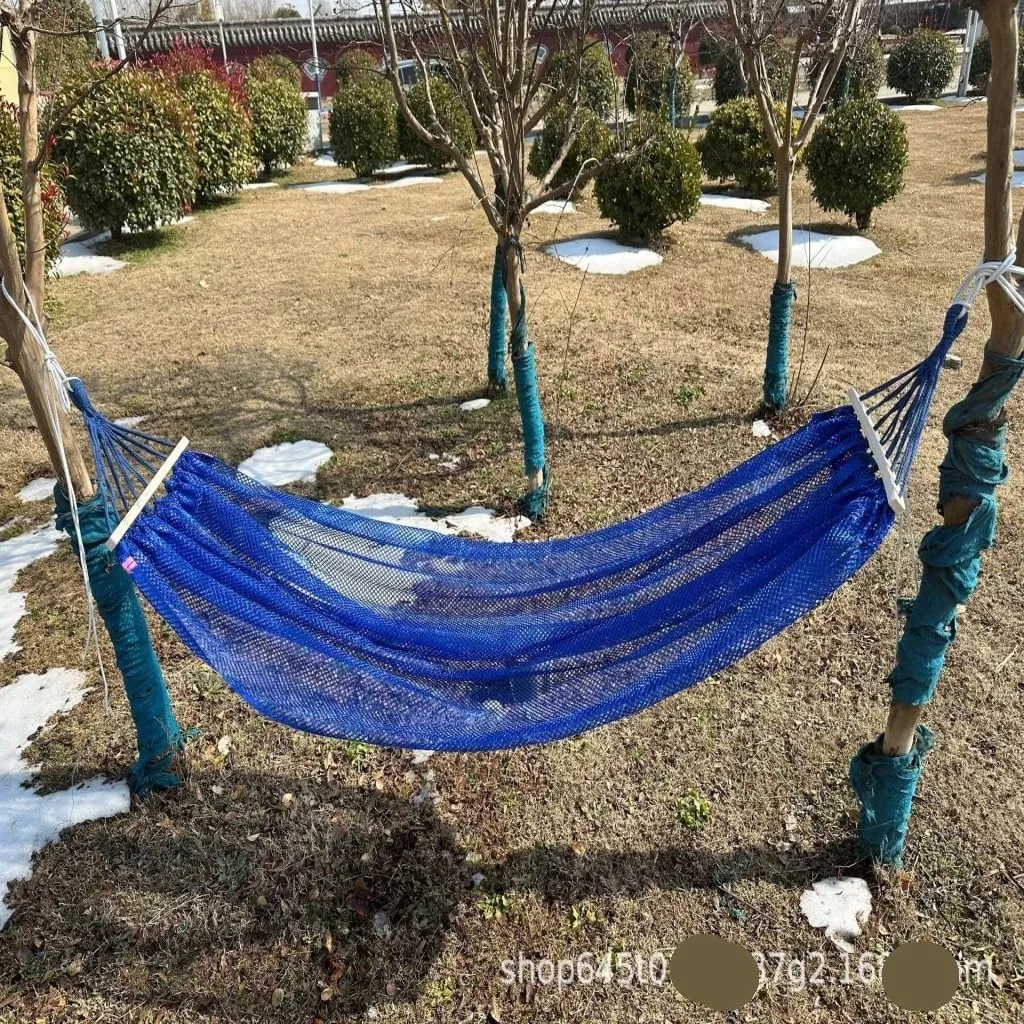 Hammock Double Ice Silk Hammock Outdoor Thickened Fine Mesh Single and Double Anti-Rollover Hanging Chair Camping Courtyard Hammock Outdoor(Purple,A)