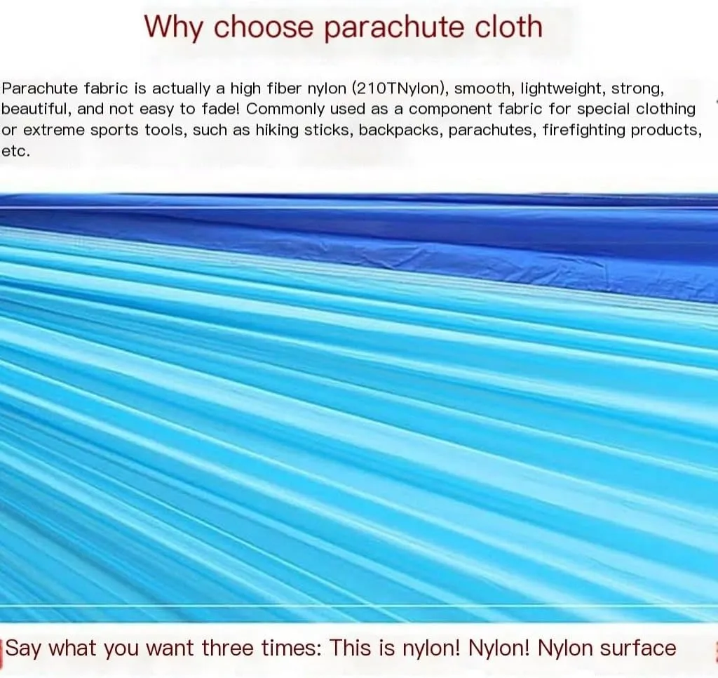 Hammock Double Mosquito Net Hammock Automatic Anti-Rollover Parachute Boni Silk Spinning Outdoor Strap Swing Chair Summer Hammock Outdoor(Blue)
