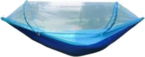 Hammock Double Mosquito Net Hammock Automatic Anti-Rollover Parachute Boni Silk Spinning Outdoor Strap Swing Chair Summer Hammock Outdoor(Blue)
