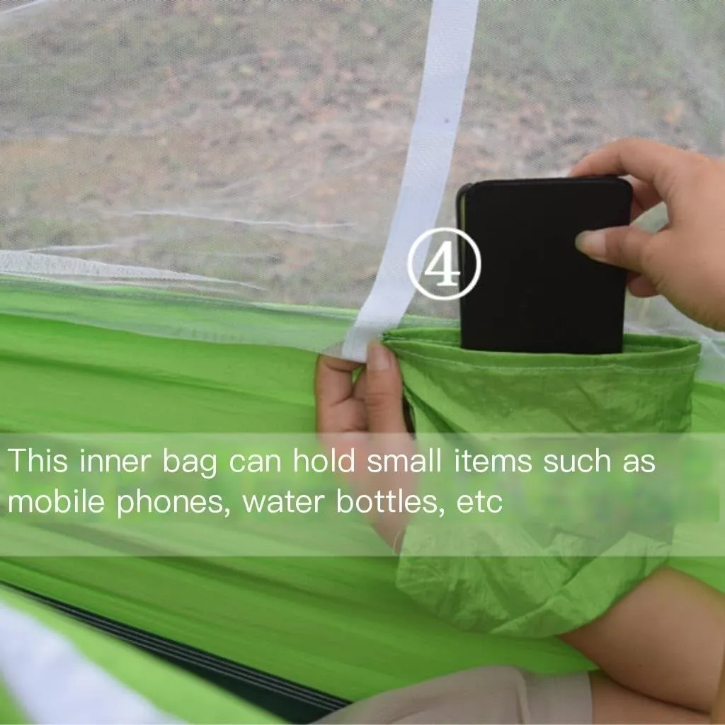 Hammock Double Outdoor Camping Outdoor Mosquito Net Hammock Double 210T Nylon Anti-Mosquito Parachute Cloth Air Camping Tent Hammock Outdoor(Green)