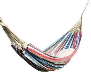 Hammock Double Outdoor Hammock Woven Tassel Thick Canvas Straight Stick Anti-Rollover Leisure Camping Single Double Swing Hammock Outdoor(Red,B)