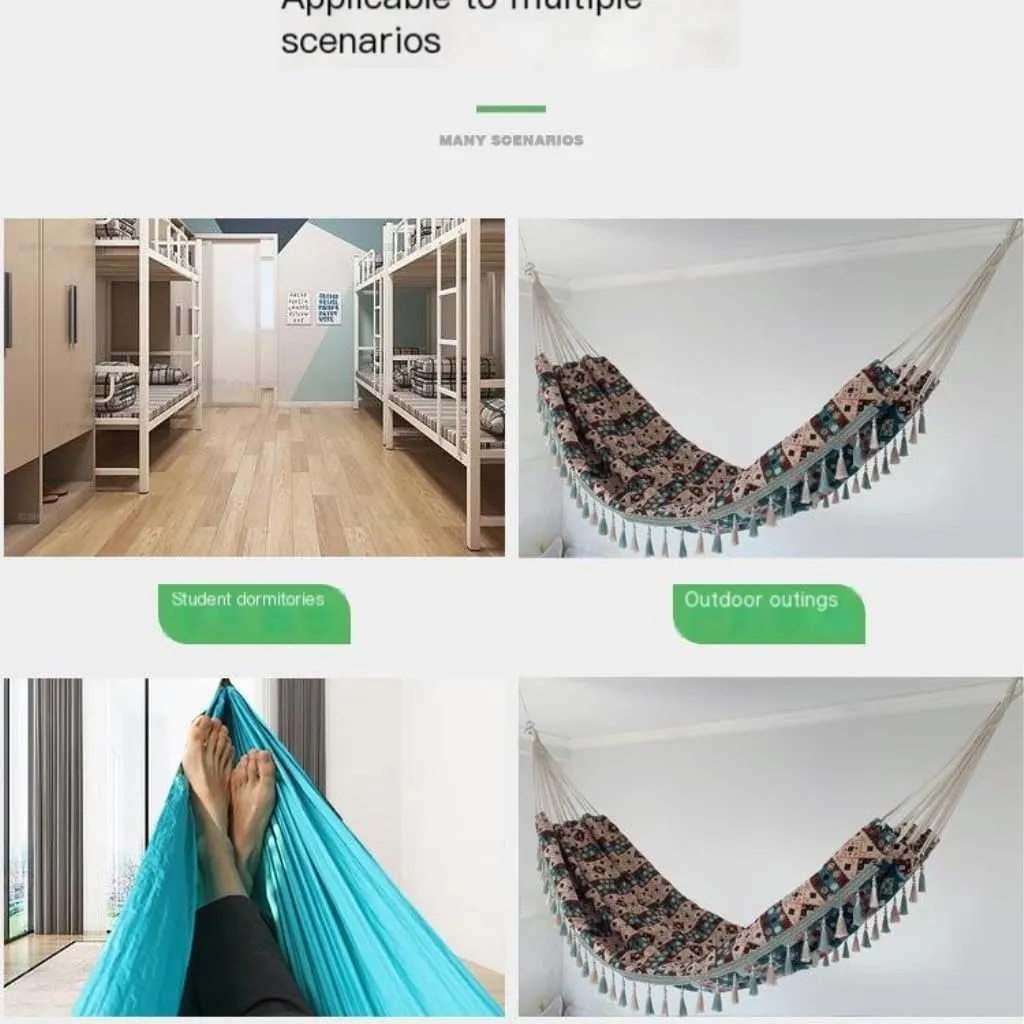 Hammock Double Outdoor Jacquard Retro Geometric Nordic Canvas Double Plus Size Hammock Outdoor Indoor Camping Portable Hammock Outdoor(A)