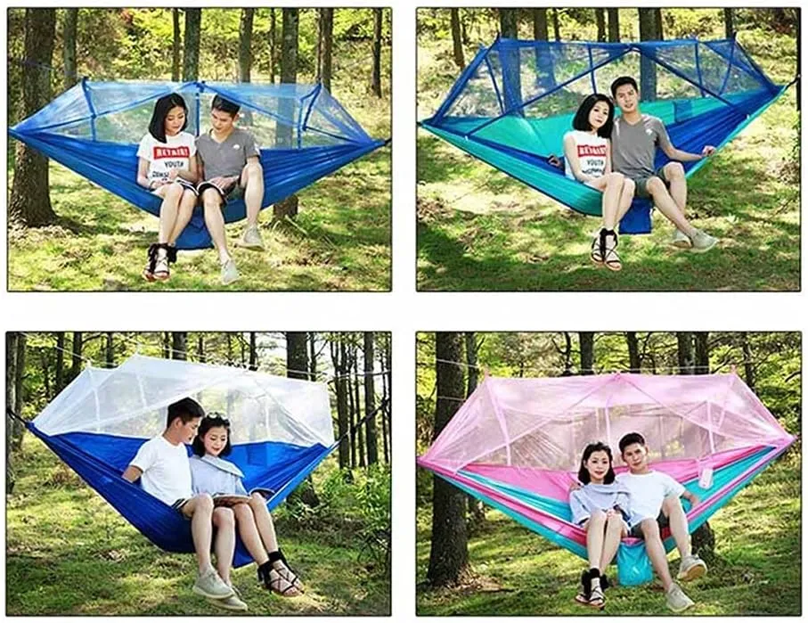 Hammock Handmade 1-2 Person Portable Outdoor Camping Hammock with Mosquito Net High Strength Parachute Fabric Hanging Bed Hunting Sleeping Swing Swing, Fruite Green a