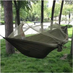 Hammock Handmade 1-2 Person Portable Outdoor Camping Hammock with Mosquito Net High Strength Parachute Fabric Hanging Bed Hunting Sleeping Swing Swing, Fruite Green a