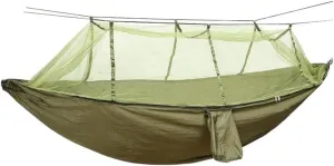 Hammock Outdoor Camping Parachute Hammock with Mosquito Net Anti-Mosquito Nylon Double Camping Portable Hammock Hammocks for Outside(Orange)