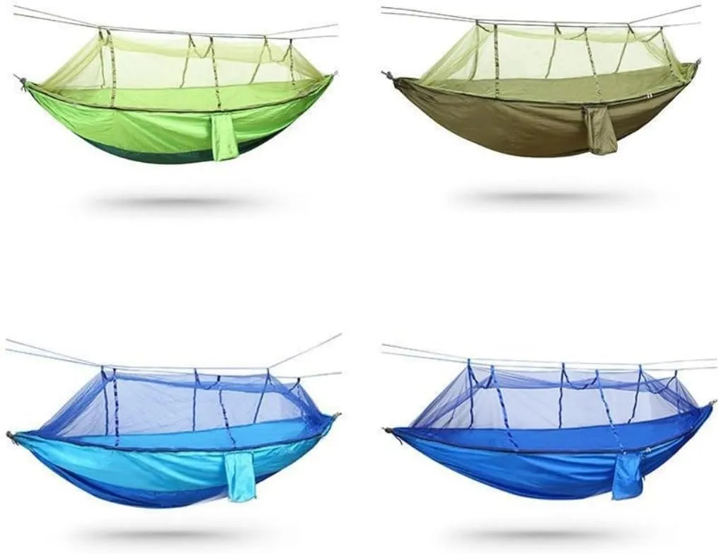 Hammock Outdoor Camping Parachute Hammock with Mosquito Net Anti-Mosquito Nylon Double Camping Portable Hammock Hammocks for Outside(Orange)