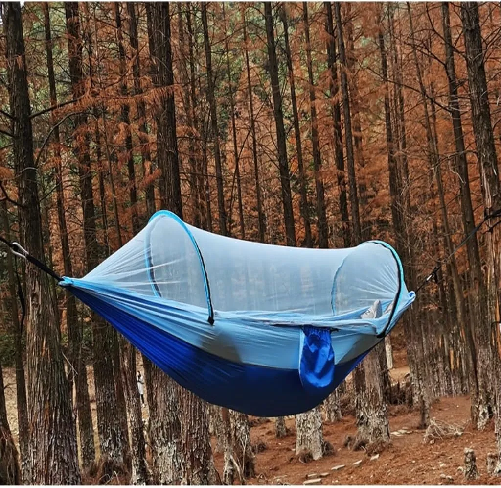 Hammock Outdoor Hammock Camping Anti-Rollover with Mosquito Net Camping Sleeping Swing Magical Double Portable Hammocks for Outside(Blue,Medium)