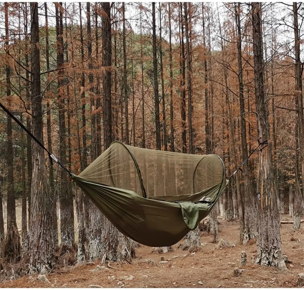 Hammock Outdoor Hammock Camping Anti-Rollover with Mosquito Net Camping Sleeping Swing Magical Double Portable Hammocks for Outside(Blue,Medium)