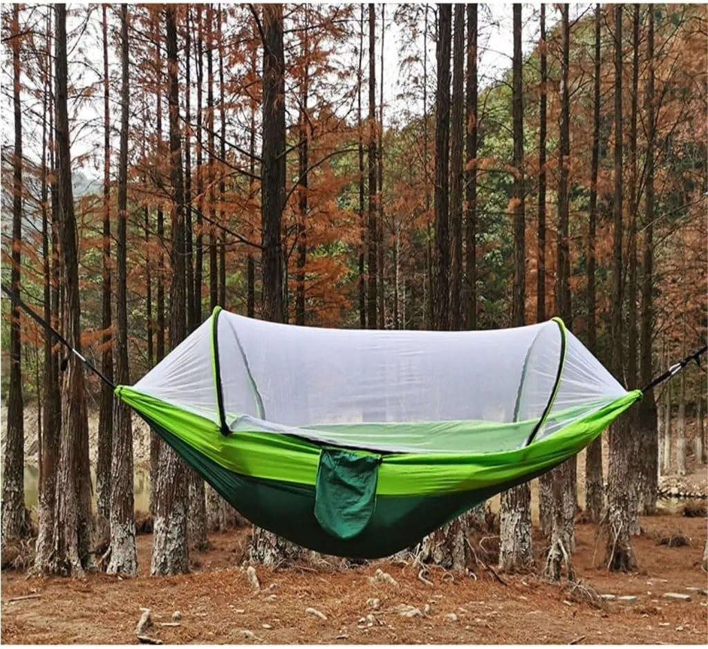 Hammock Outdoor Hammock Camping Anti-Rollover with Mosquito Net Camping Sleeping Swing Magical Double Portable Hammocks for Outside(Blue,Medium)