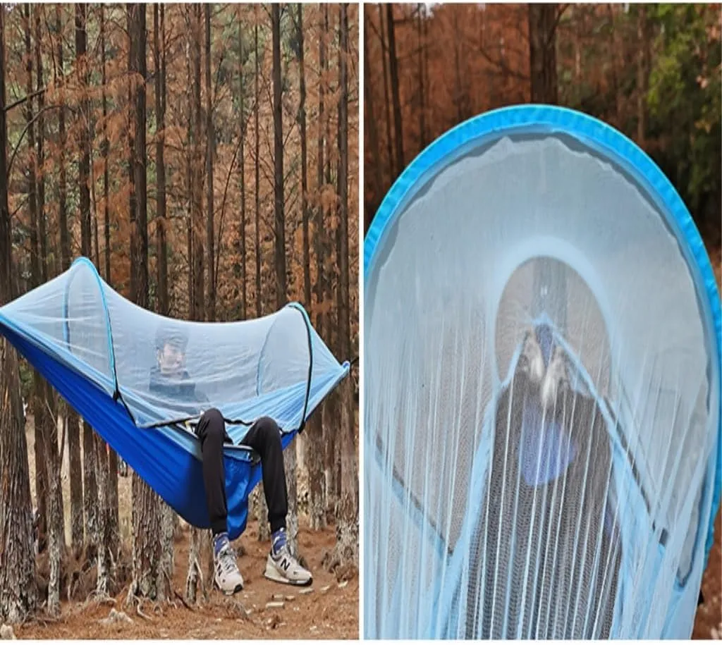 Hammock Outdoor Hammock Camping Anti-Rollover with Mosquito Net Camping Sleeping Swing Magical Double Portable Hammocks for Outside(Blue,Medium)