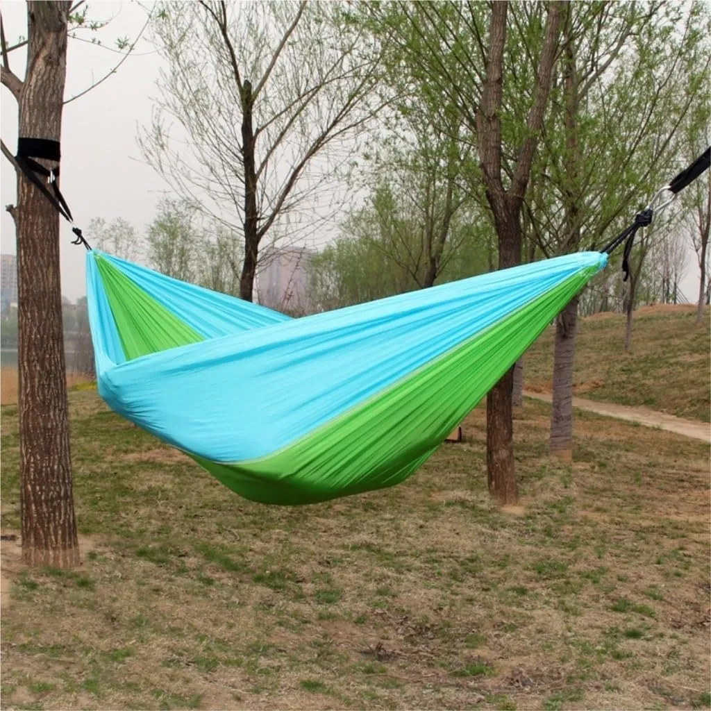 Hammock Outdoor Single Double Parachute Cloth Hammock Outdoor Light Breathable Swing Chair Portable Camping Hammock Hammocks for Outside(Yellow)