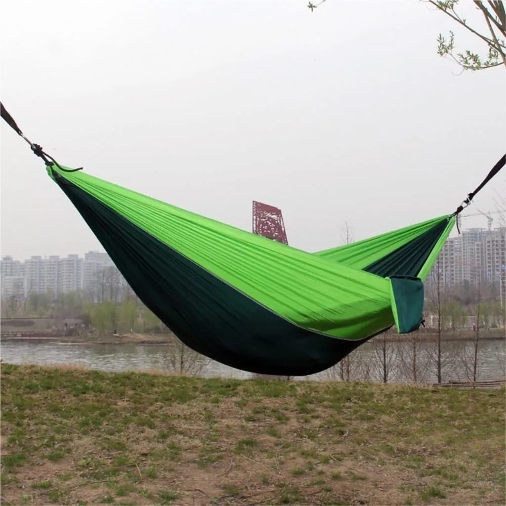 Hammock Outdoor Single Double Parachute Cloth Hammock Outdoor Light Breathable Swing Chair Portable Camping Hammock Hammocks for Outside(Yellow)