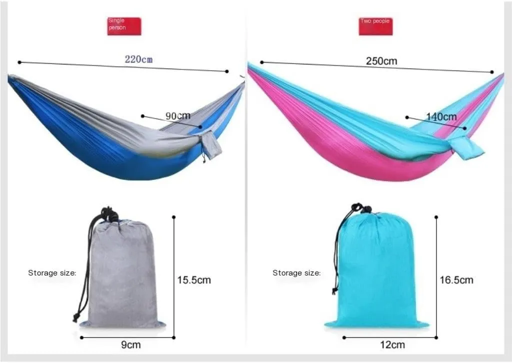 Hammock Outdoor Single Double Parachute Cloth Hammock Outdoor Light Breathable Swing Chair Portable Camping Hammock Hammocks for Outside(Yellow)