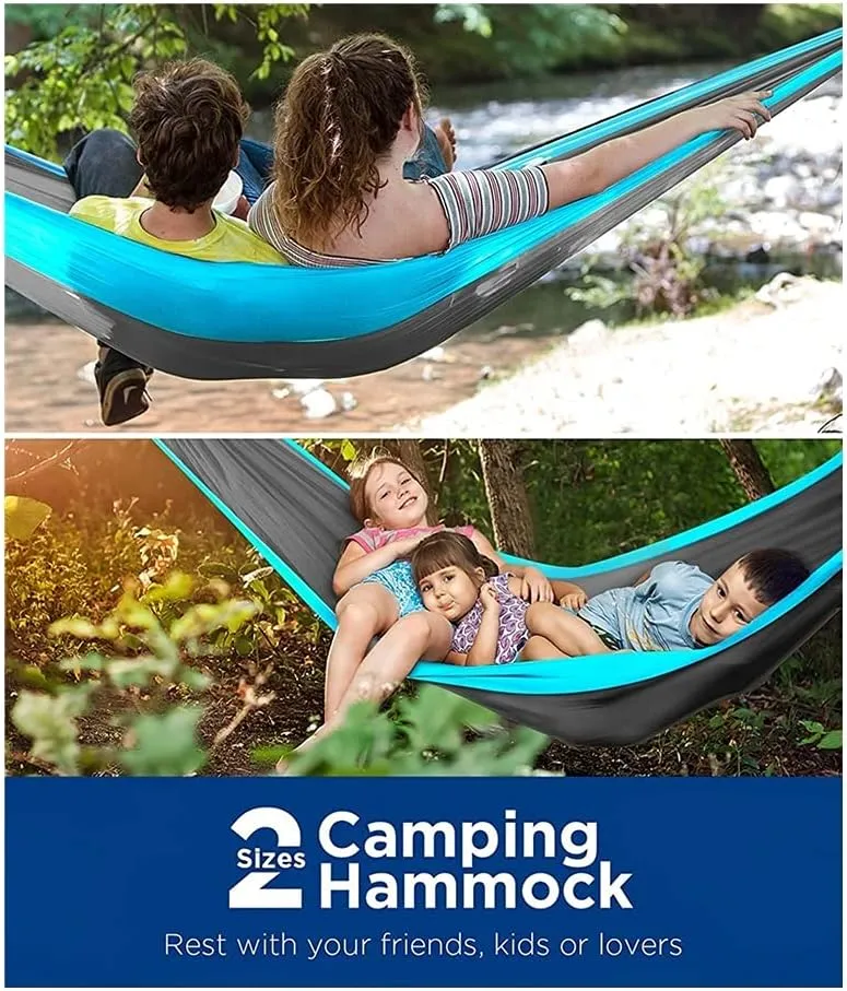 Hammock Portable Camping Hammock,Double Hanging Bed,Lightweight Nylon Parachute Hammock, Outdoor Survival Travel Leisure Sleeping Swing, Black