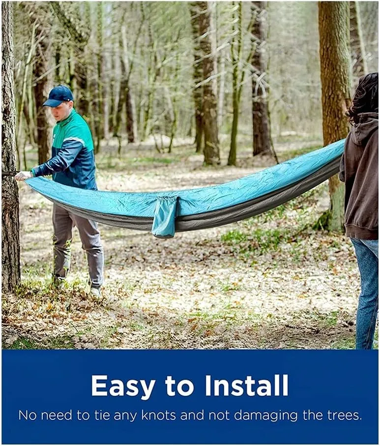 Hammock Portable Camping Hammock,Double Hanging Bed,Lightweight Nylon Parachute Hammock, Outdoor Survival Travel Leisure Sleeping Swing, Black