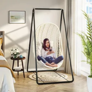 Hammock Stand Hammock Chair Stand Hammock Stand Portable Hammock Stand Only A-Shaped Strong Load Bearing Anti-Deformed Hammock Chair Stand Swing Seat Metal Support Rack (Black)