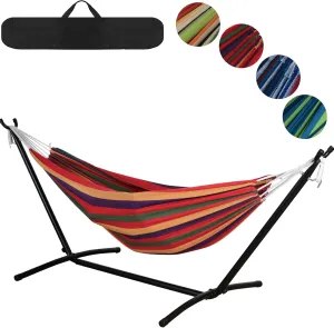 Hammock with Stand for Outside,Easy Assembly Free Standing, Portable Hammock with Carrying Bag for Indoor Outdoor Balcony Backyard, 330 lb Capacity, Red