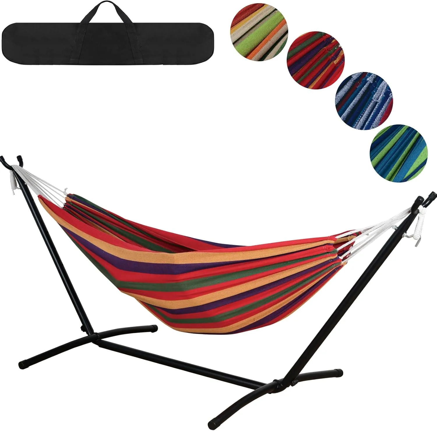 Hammock with Stand for Outside,Easy Assembly Free Standing, Portable Hammock with Carrying Bag for Indoor Outdoor Balcony Backyard, 330 lb Capacity, Red