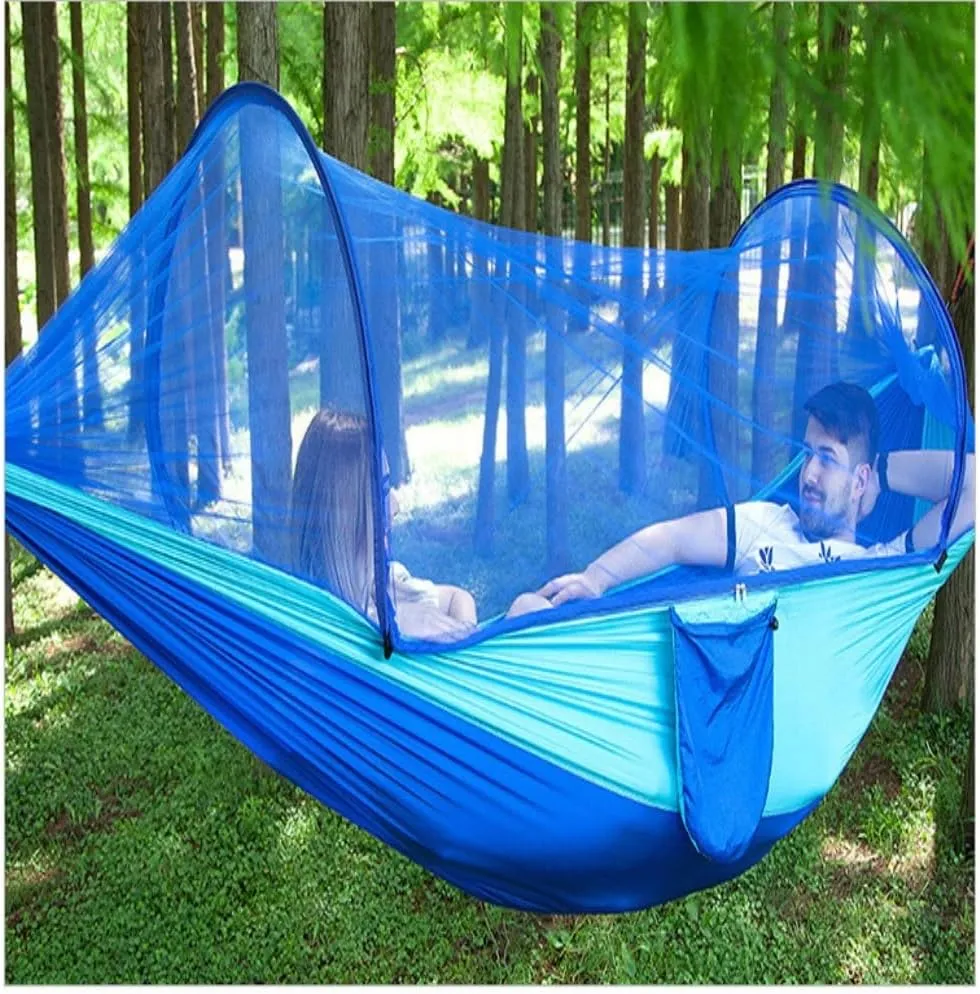 Hammocks Anti-Mosquito Outdoor Hammock Double Anti-Rollover Insect-Proof Hammock Camping Portable Hanging Hammock Camping Hammocks(C,260 * 140cm)