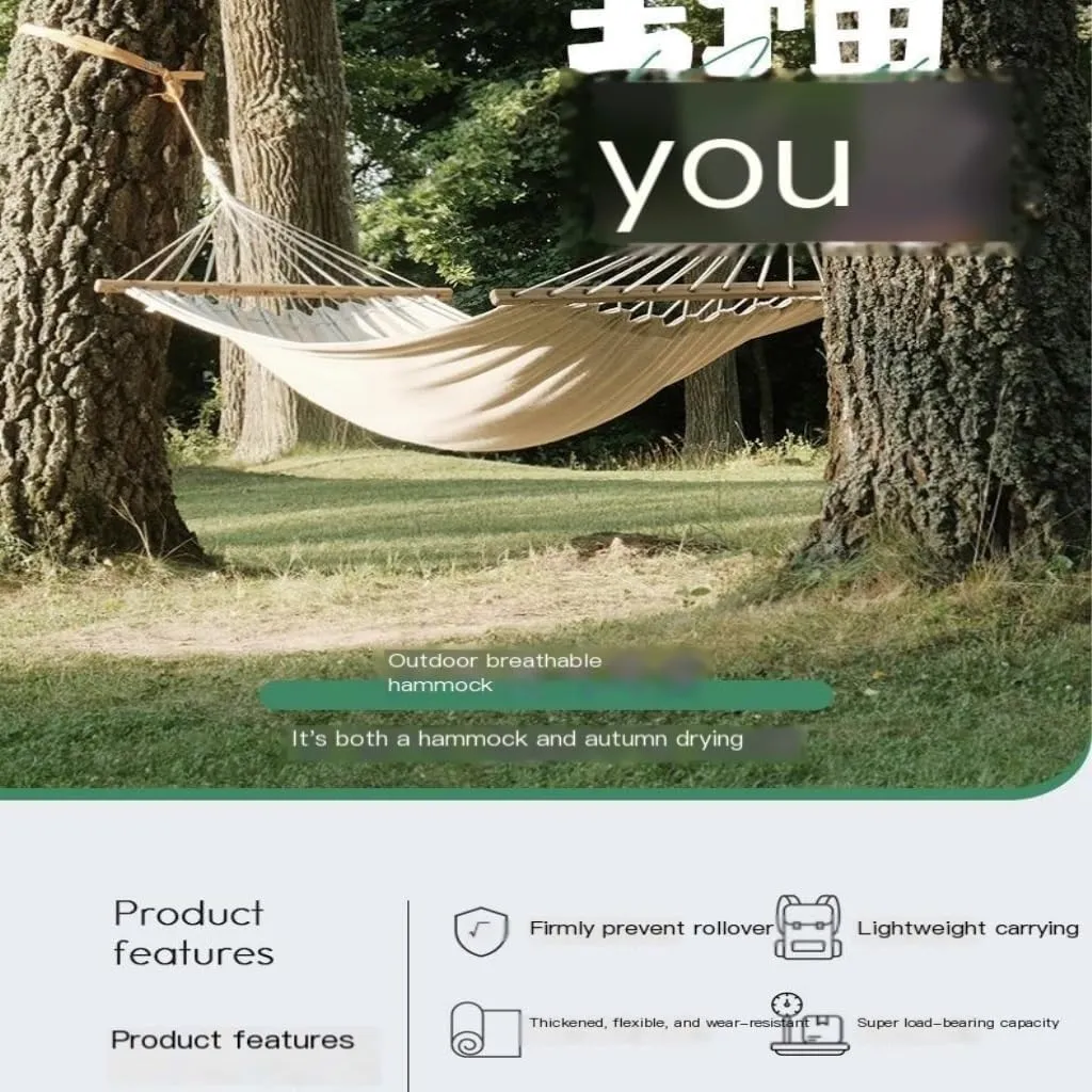 Hammocks Hammock Outdoor Single Double Anti-Rollover Portable Camping Outdoor Detachable and Washable Hanging Chair Camping Hammocks(B)