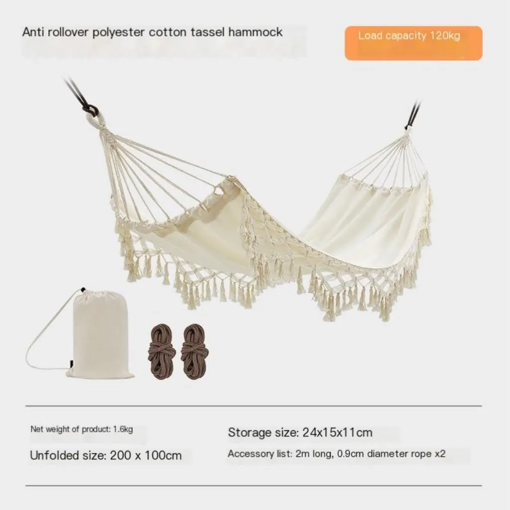 Hammocks Hammock Swing Anti-Rollover Polyester Cotton Tassel Hammock Single Person Portable Outdoor Camping Hammock Camping Hammocks