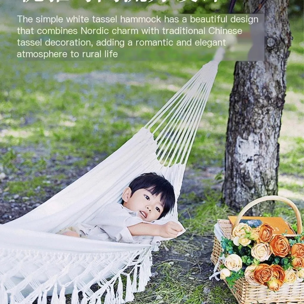 Hammocks Hammock Swing Anti-Rollover Polyester Cotton Tassel Hammock Single Person Portable Outdoor Camping Hammock Camping Hammocks
