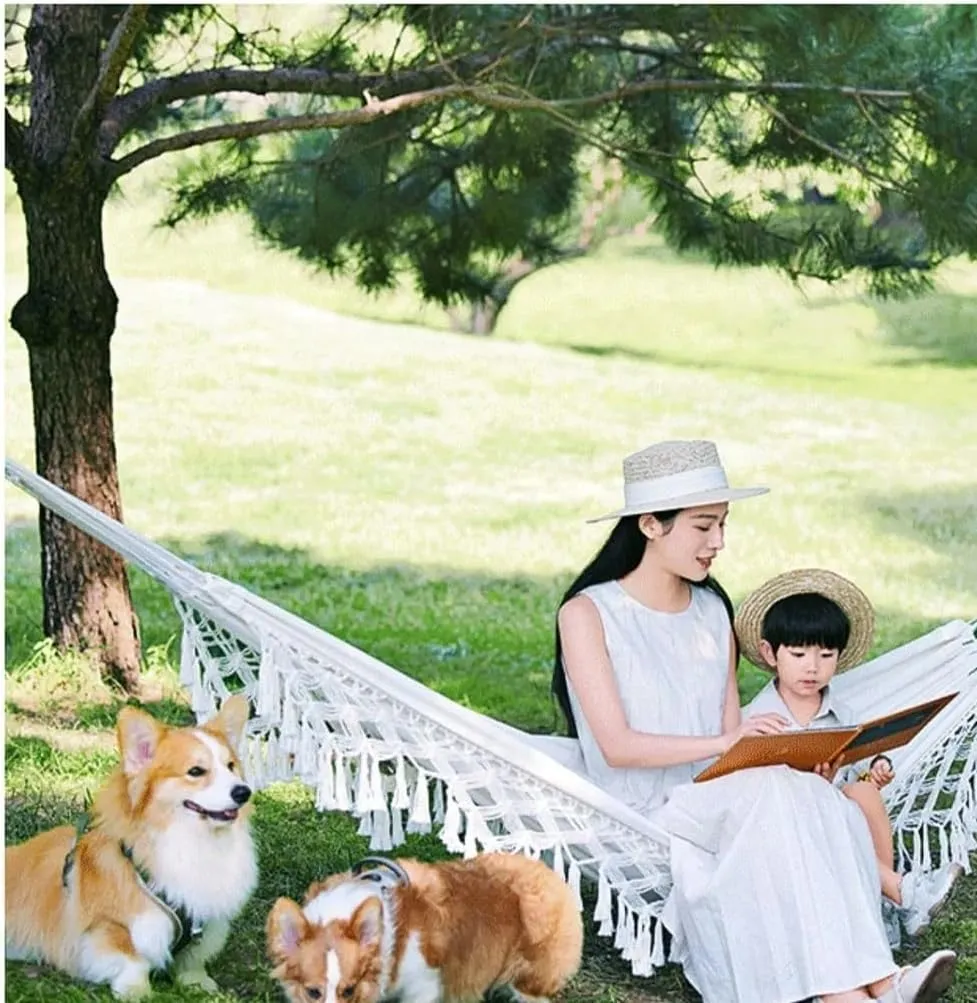 Hammocks Hammock Swing Anti-Rollover Polyester Cotton Tassel Hammock Single Person Portable Outdoor Camping Hammock Camping Hammocks