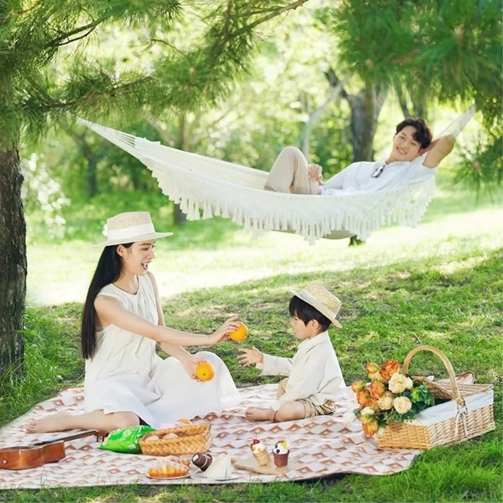 Hammocks Hammock Swing Anti-Rollover Polyester Cotton Tassel Hammock Single Person Portable Outdoor Camping Hammock Camping Hammocks