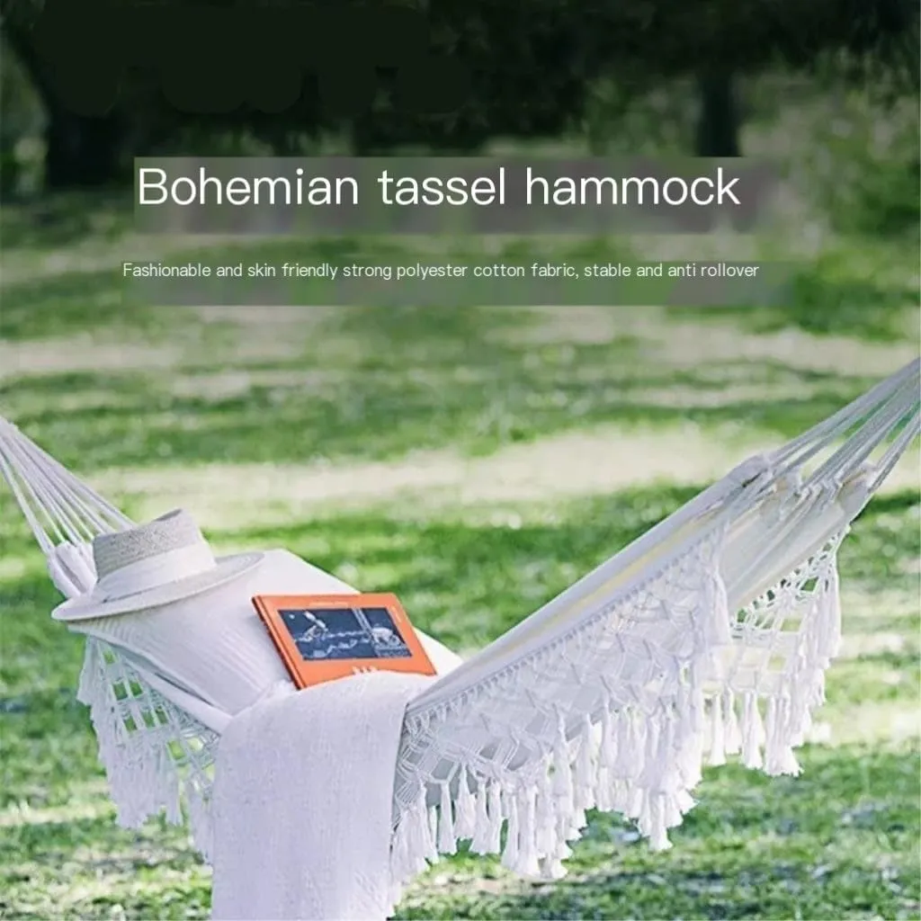 Hammocks Hammock Swing Anti-Rollover Polyester Cotton Tassel Hammock Single Person Portable Outdoor Camping Hammock Camping Hammocks