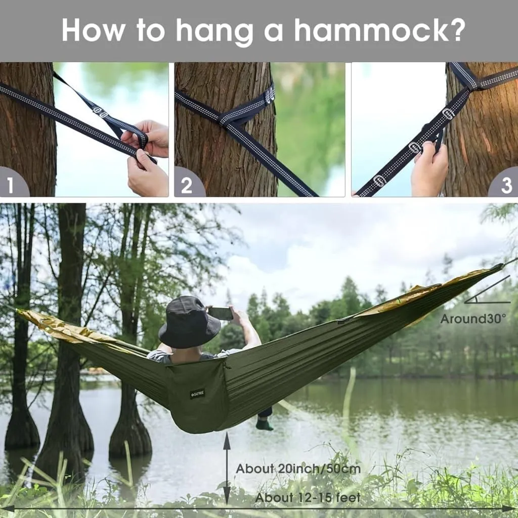 Hamock Automatic Quick-Opening Portable Mosquito Net Nylon Hammock Nylon Cloth Strut Outdoor Anti-Mosquito Hammock Hanmock(Green)