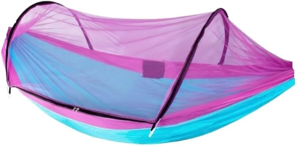 Hamock Hammock Automatic Quick Opening Anti-Mosquito and Anti-Rollover Double Portable Swing with Mosquito Net Hanmock(Rood)