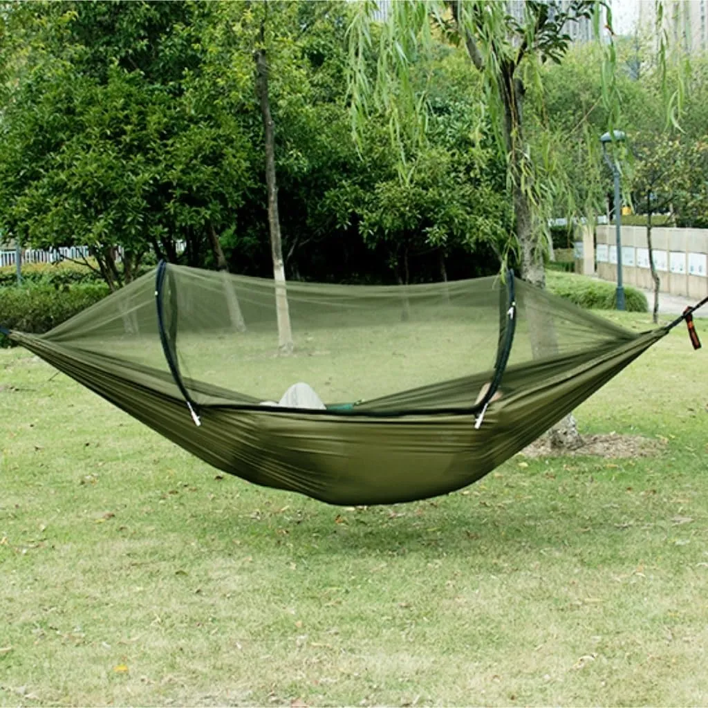 Hamock Hammock Automatic Quick Opening Anti-Mosquito and Anti-Rollover Double Portable Swing with Mosquito Net Hanmock(Rood)