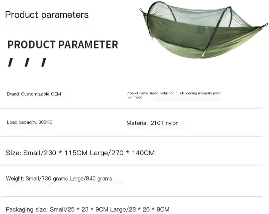 Hamock Hammock Automatic Quick Opening Anti-Mosquito and Anti-Rollover Double Portable Swing with Mosquito Net Hanmock(Rood)