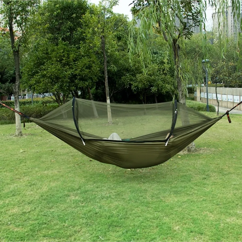 Hamock Hammock Automatic Quick Opening Anti-Mosquito and Anti-Rollover Double Portable Swing with Mosquito Net Hanmock(Rood)