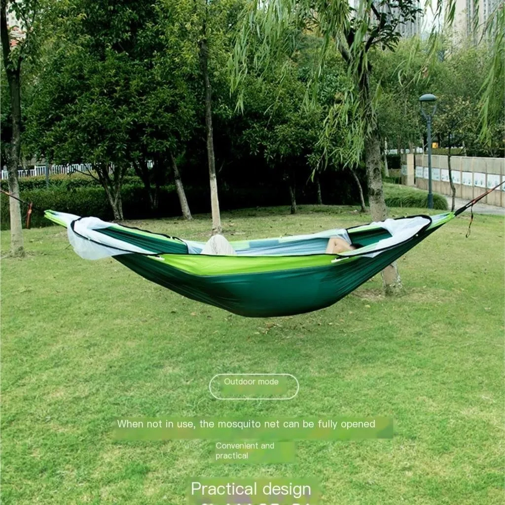 Hamock Hammock Automatic Quick Opening Anti-Mosquito and Anti-Rollover Double Portable Swing with Mosquito Net Hanmock(Rood)