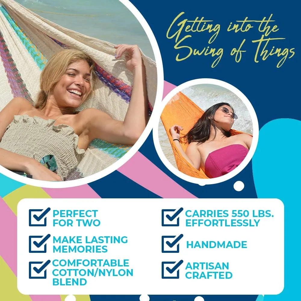 Handmade Hammocks - Hammocks Rada Handmade Yucatan Hammock - Artisan Crafted in Central America - Natural, Fits Most 12.5 Ft. - 13 Ft. Stands - Carries Up to 550 Lbs for Two
