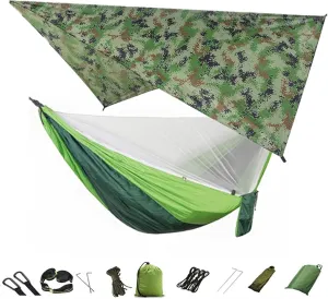 Hanging ?Chair Swing Camping Hammock, Portable Travel Hammock with Net and Rainfly, Tree Light Hammock Tent for Outdoor Backyard Hiking Hammock