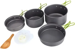 Happyyami 2-3 Person Camping Cookware Set Non-Stick Camp Kettle Portable Cooking Pot for Outdoor BBQ Picnic