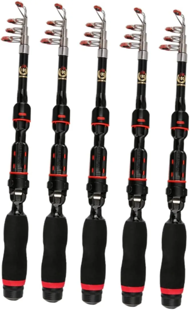 Happyyami Retractable Fishing Pole for Travel Mini Telescopic Rod Black 1.5m Easy to Carry