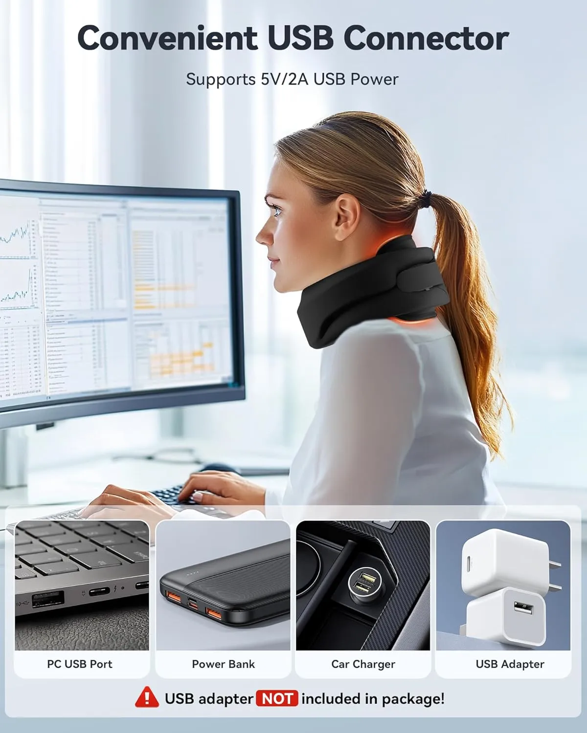 Heated Neck Brace Cervical Collar - Neck Support Brace with Heating Pad, Soft Foam Wraps Keep Vertebrae Stable and Aligned for Relief of Cervical Spine Pressure for Women & Men Black (S Size)