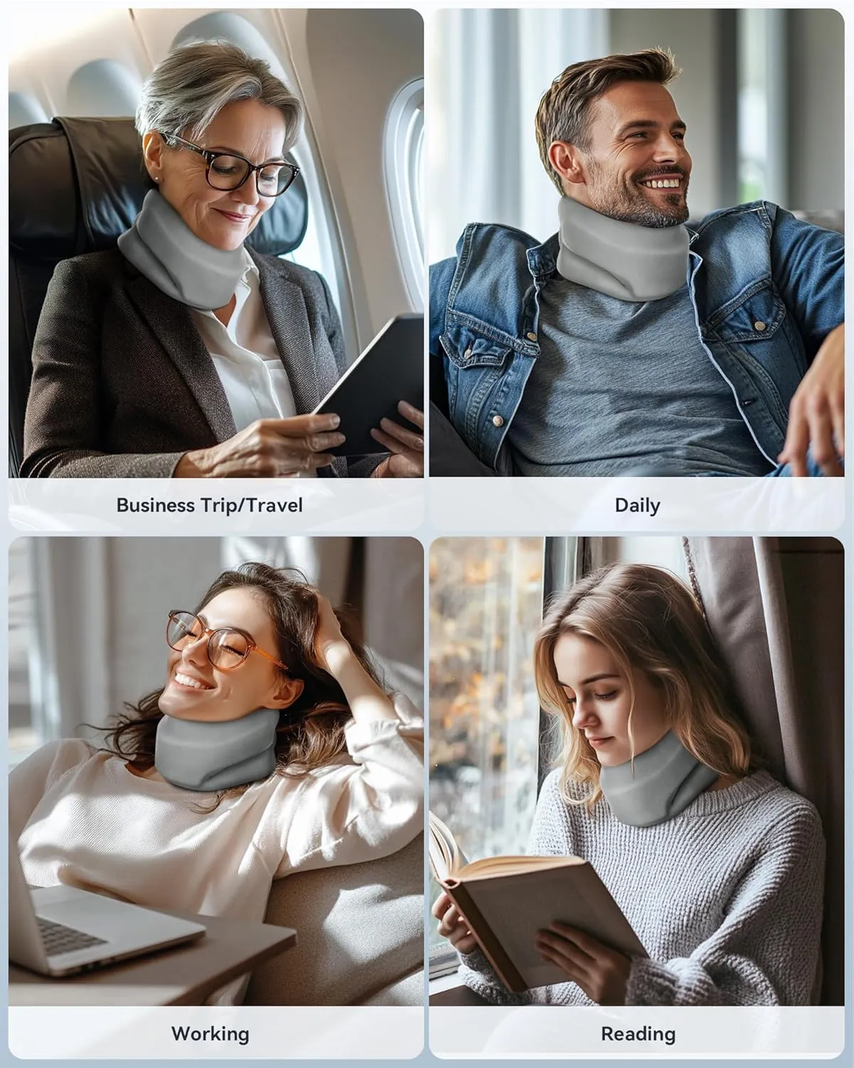 Heated Neck Brace Cervical Collar - Neck Support Brace with Heating Pad, Soft Foam Wraps Keep Vertebrae Stable and Aligned for Relief of Cervical Spine Pressure for Women & Men Gray (M Size)