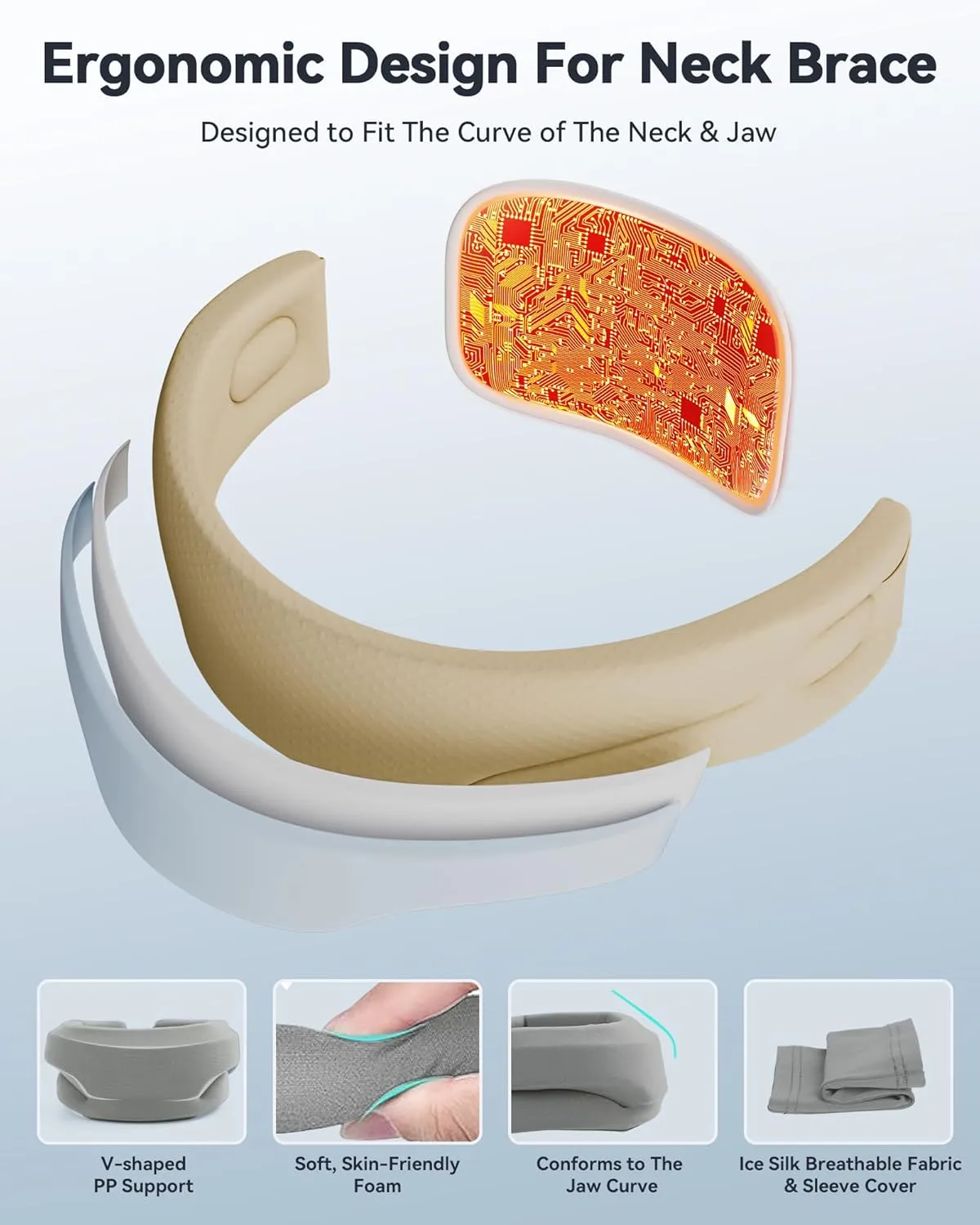 Heated Neck Brace Cervical Collar - Neck Support Brace with Heating Pad, Soft Foam Wraps Keep Vertebrae Stable and Aligned for Relief of Cervical Spine Pressure for Women & Men Gray (M Size)