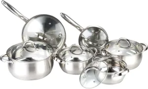 Heim Concept Cookware Set W-001 12-Piece Stainless Steel Pots and Pans Set, Kitchen Cooking Set with Glass Lid