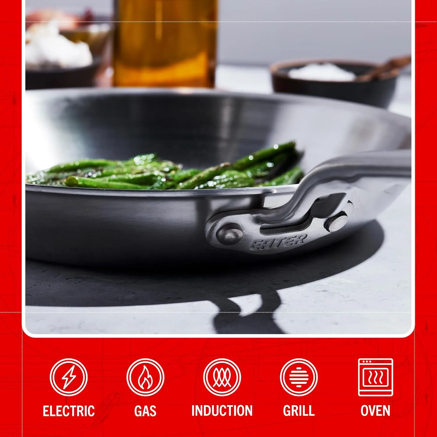 Heritage Steel x Eater 10.5 Inch Frying Pan | Made in USA | 5-Ply Fully Clad Stainless Steel Pan | Stay Cool Handle Design | Induction Ready & Non-Toxic Pan