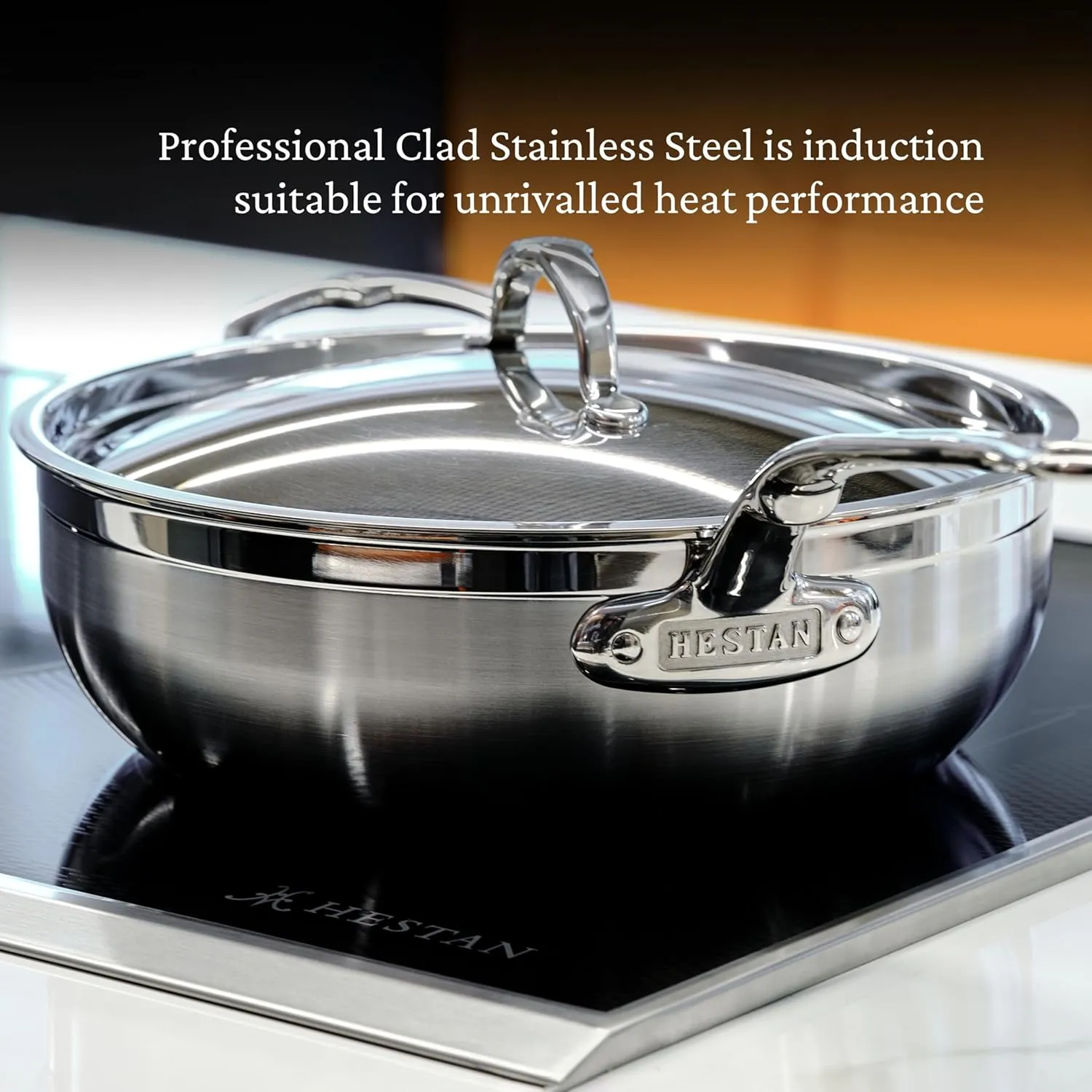 Hestan ProBond - Professional Clad Stainless Steel All-In-One Pan, 5 Quart, with Helper Handle, Induction Compatible