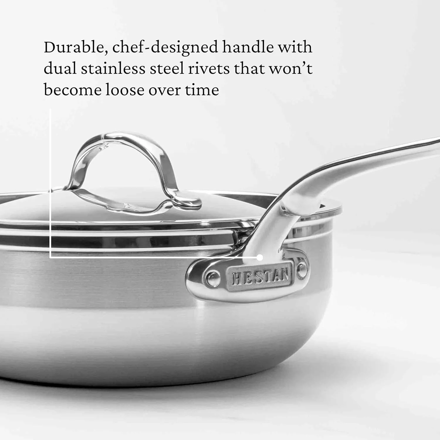Hestan ProBond - Professional Clad Stainless Steel All-In-One Pan, 5 Quart, with Helper Handle, Induction Compatible